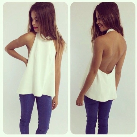 Tops - White structured low back halter top